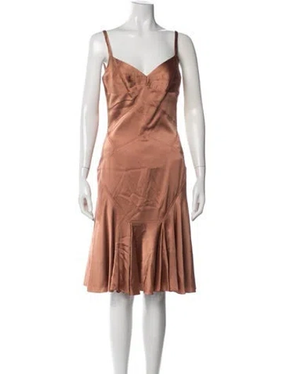 Pre-owned Zac Posen Silk Knee-length Dress In Neutrals