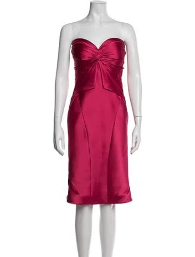 Pre-owned Zac Posen Silk Knee-length Dress In Pink