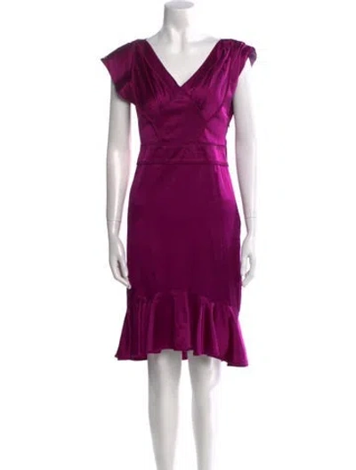 Pre-owned Zac Posen Silk Knee-length Dress In Purple