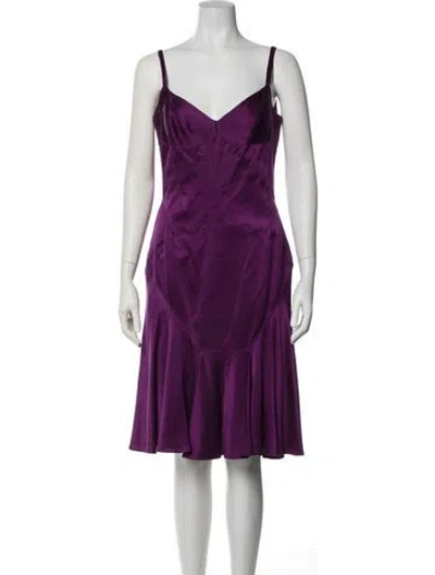 Pre-owned Zac Posen Silk Knee-length Dress In Purple