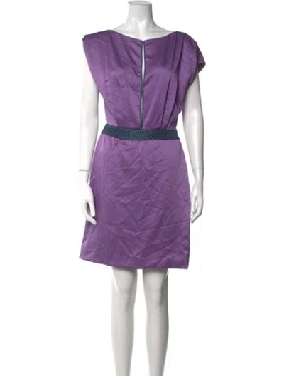 Pre-owned Zac Posen Silk Knee-length Dress In Purple