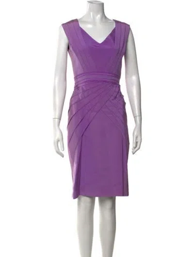 Pre-owned Zac Posen Silk Knee-length Dress In Purple