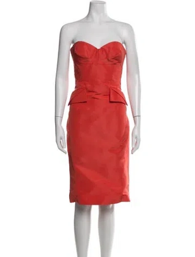 Pre-owned Zac Posen Silk Knee-length Dress In Red