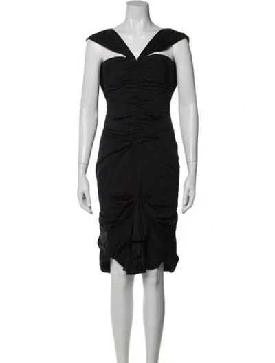 Pre-owned Zac Posen Silk Knee-length Dress W/ Tags In Black