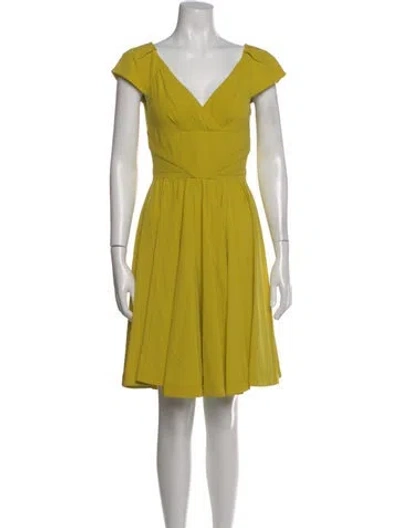 Pre-owned Zac Posen Silk Knee-length Dress In Yellow