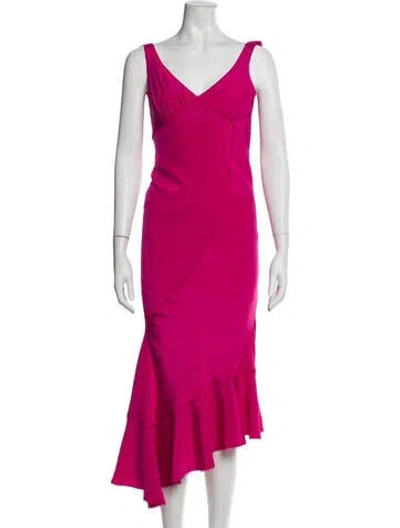 Pre-owned Zac Posen Silk Long Dress In Pink