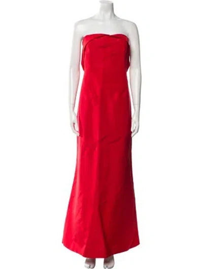 Pre-owned Zac Posen Silk Long Dress In Red