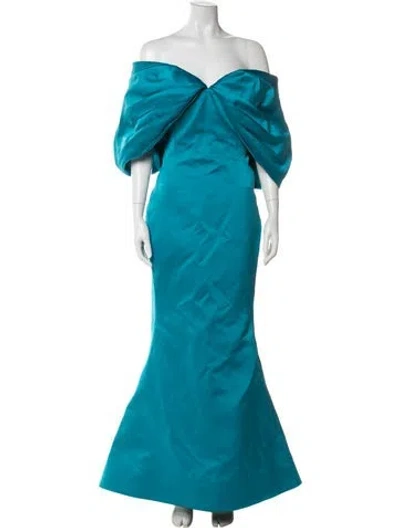 Pre-owned Zac Posen Silk Long Dress W/ Tags In Blue