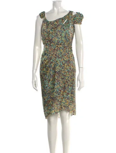 Pre-owned Zac Posen Silk Midi Length Dress In Blue