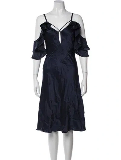 Pre-owned Zac Posen Silk Midi Length Dress In Blue