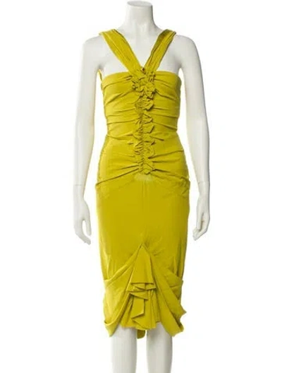 Pre-owned Zac Posen Silk Midi Length Dress In Green