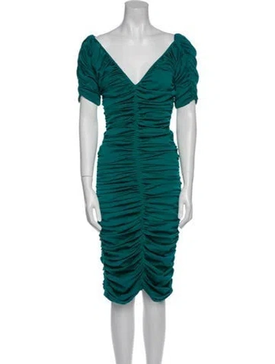 Pre-owned Zac Posen Silk Midi Length Dress In Green