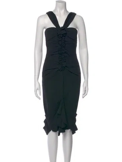 Pre-owned Zac Posen Silk Midi Length Dress In Green