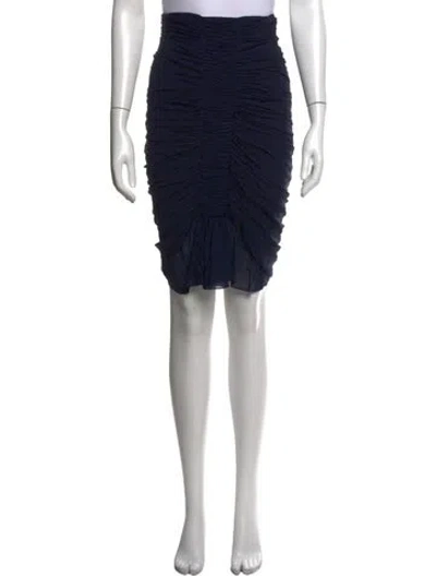 Pre-owned Zac Posen Silk Midi Length Skirt In Blue