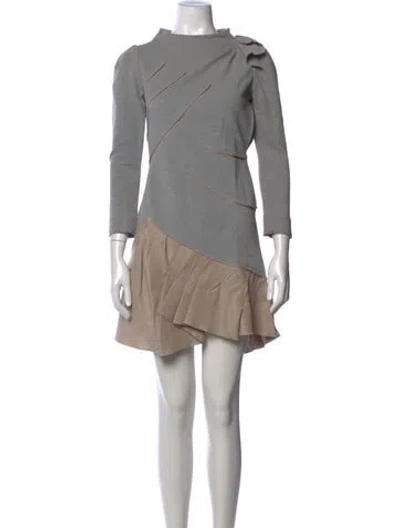 Pre-owned Zac Posen Silk Mini Dress In Gray