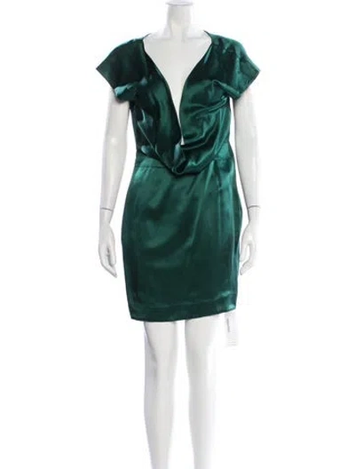 Pre-owned Zac Posen Silk Mini Dress In Green