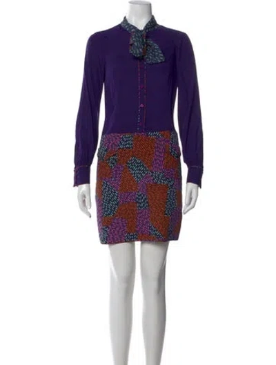 Pre-owned Zac Posen Silk Mini Dress In Purple