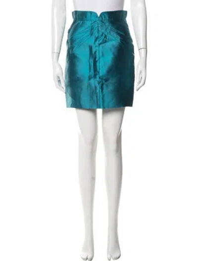 Pre-owned Zac Posen Silk Mini Skirt In Blue