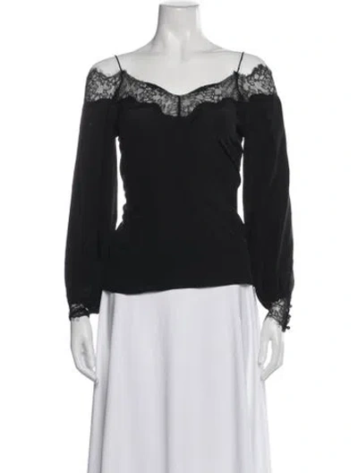 Pre-owned Zac Posen Silk Off-the-shoulder Blouse In Gray
