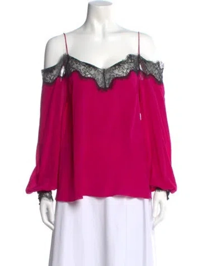 Pre-owned Zac Posen Silk Off-the-shoulder Blouse W/ Tags In Pink