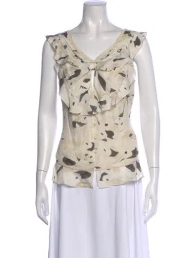 Pre-owned Zac Posen Silk Printed Blouse In Neutral