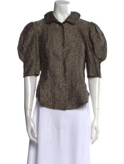 Pre-owned Zac Posen Silk Printed Sweatshirt In Brown