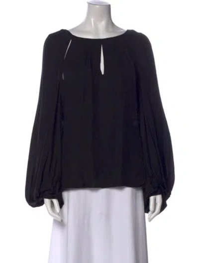 Pre-owned Zac Posen Silk Scoop Neck Blouse In Black