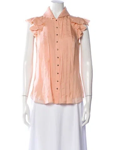 Pre-owned Zac Posen Silk Sleeveless Blouse In Pink