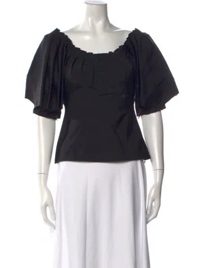 Pre-owned Zac Posen Silk Square Neckline Blouse In Black