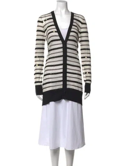 Pre-owned Zac Posen Silk Striped Sweater In Neutral