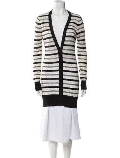 Pre-owned Zac Posen Silk Striped Tunic In Neutral