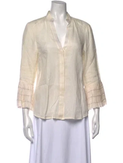 Pre-owned Zac Posen Silk V-neck Blouse In Neutral