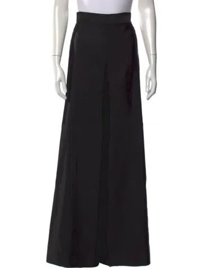 Pre-owned Zac Posen Silk Wide Leg Pants In Black