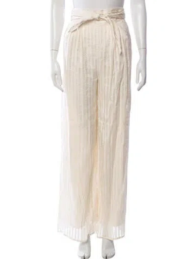 Pre-owned Zac Posen Silk Wide Leg Pants In Neutrals