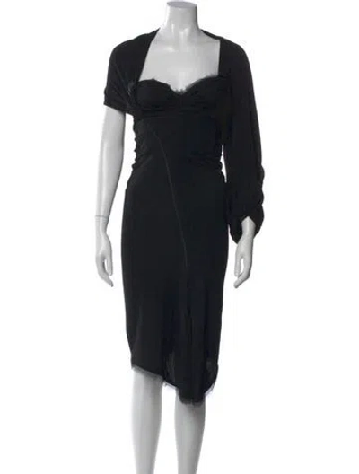 Pre-owned Zac Posen Square Neckline Knee-length Dress In Black