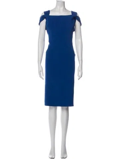 Pre-owned Zac Posen Square Neckline Knee-length Dress In Blue