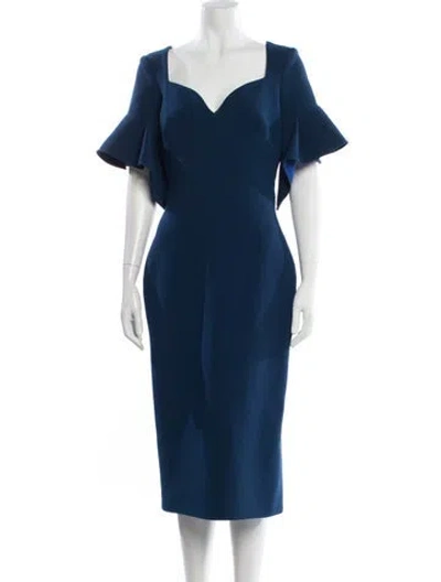 Pre-owned Zac Posen Square Neckline Knee-length Dress In Blue