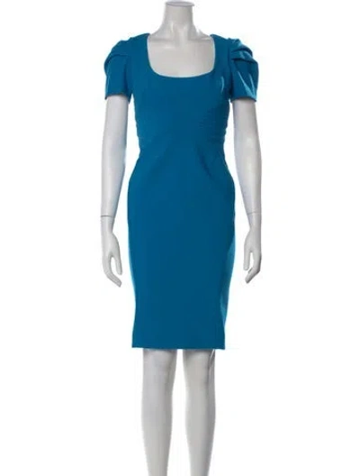 Pre-owned Zac Posen Square Neckline Knee-length Dress In Blue