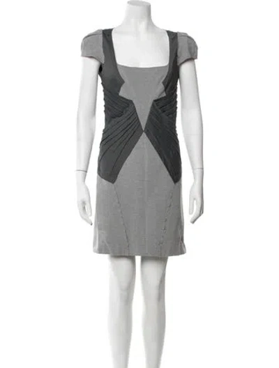 Pre-owned Zac Posen Square Neckline Knee-length Dress In Grey