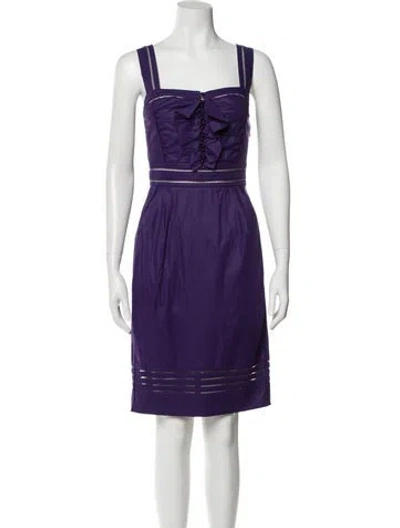 Pre-owned Zac Posen Square Neckline Knee-length Dress In Purple