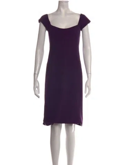Pre-owned Zac Posen Square Neckline Knee-length Dress In Purple