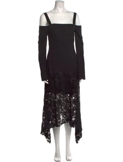Pre-owned Zac Posen Square Neckline Long Dress In Black