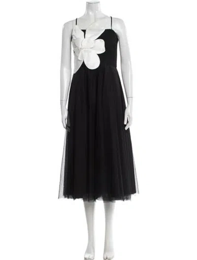 Pre-owned Zac Posen Square Neckline Long Dress In Black