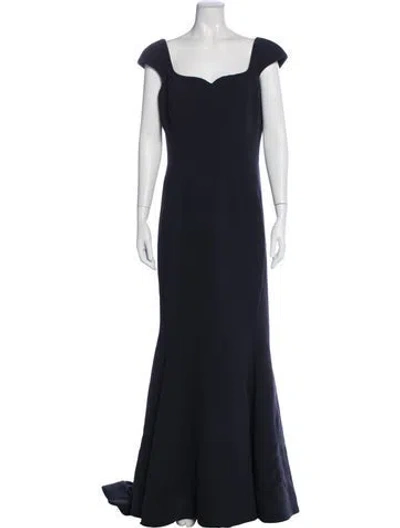 Pre-owned Zac Posen Square Neckline Long Dress In Blue