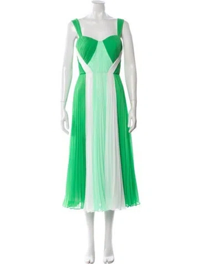 Pre-owned Zac Posen Square Neckline Long Dress In Green