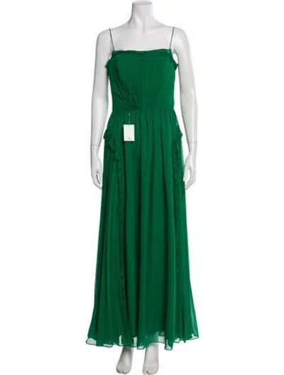 Pre-owned Zac Posen Square Neckline Long Dress In Green