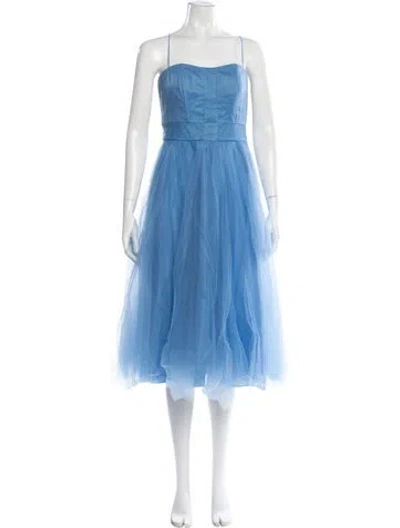 Pre-owned Zac Posen Square Neckline Long Dress W/ Tags In Blue