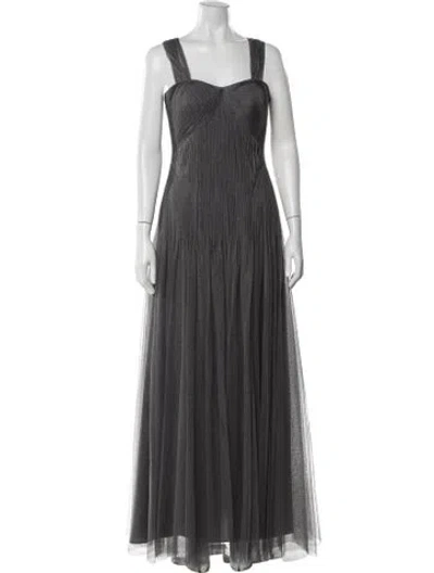 Pre-owned Zac Posen Square Neckline Long Dress W/ Tags In Gray