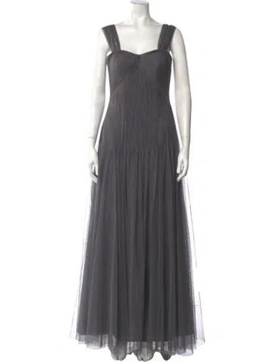 Pre-owned Zac Posen Square Neckline Long Dress W/ Tags In Grey