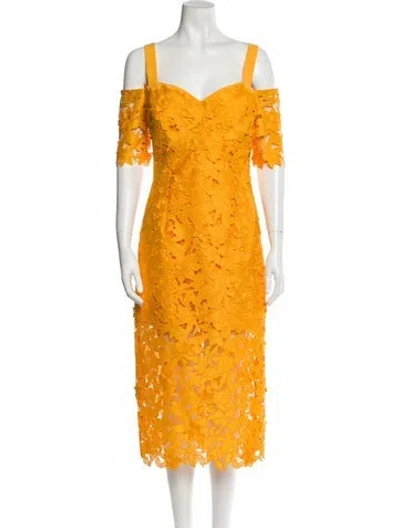 Pre-owned Zac Posen Square Neckline Long Dress W/ Tags In Yellow
